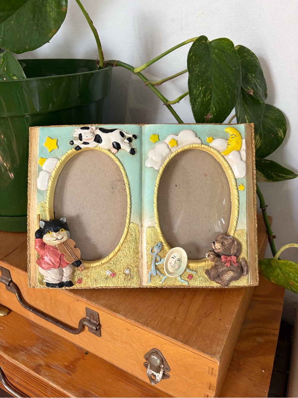 Whimsical Nursery Rhyme Themed Double Photo Frame - Yellow & Blue